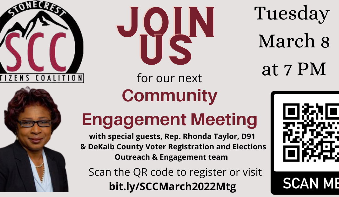 SCC Monthly Community Engagement Meeting – GA House Rep for District 91 Rhonda Taylor and Member of DVRE Community Outreach and Engagement Team